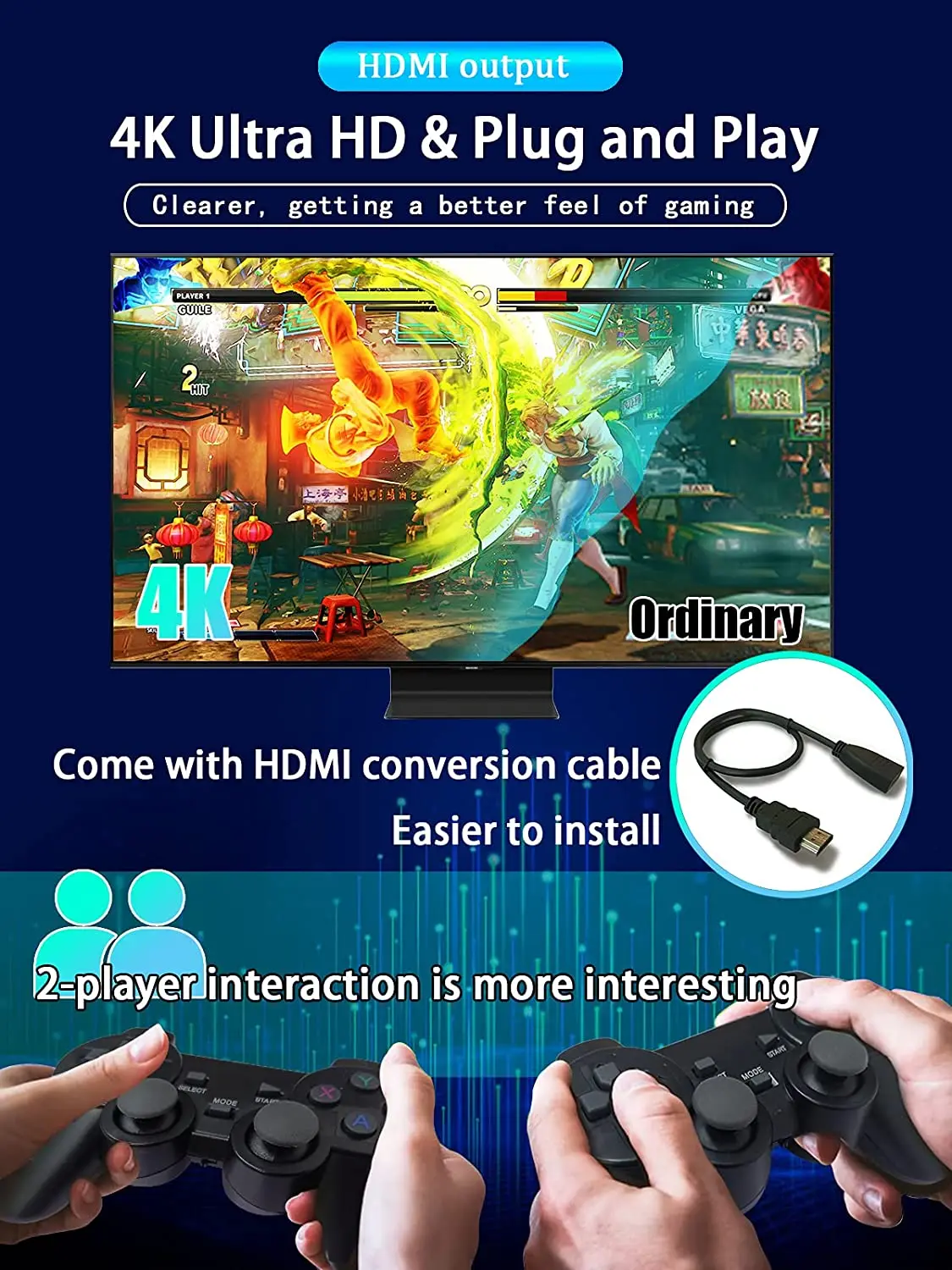 KOMODO 4K HD видео игровая консоль 2 4G двойной беспроводной контроллер для PS1/FC/GBA Ретро