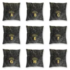 1 шт. Золотая мраморная корона для дивана, украшение для дома, алфавит, монограмма, начальная квадратная декоративная подушка, чехол 40x40