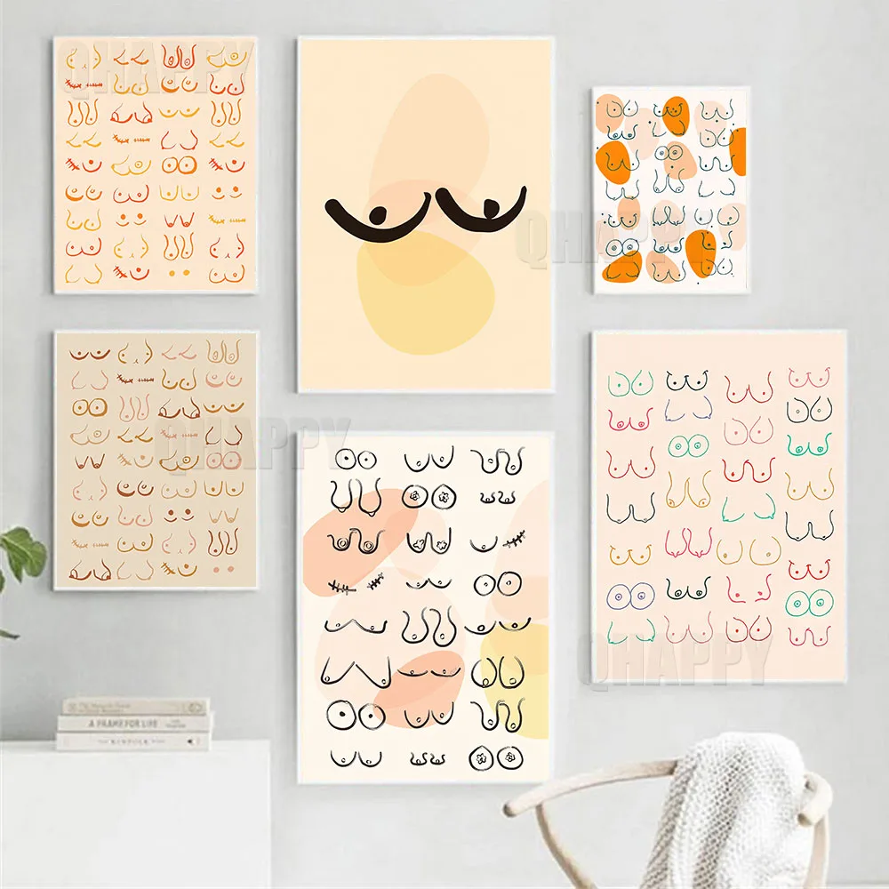 

Modern Abstract Boobies Sketch Art Poster Prints All Boobies Are Beautiful Wall Art Canvas Painting For Living Room Decoration