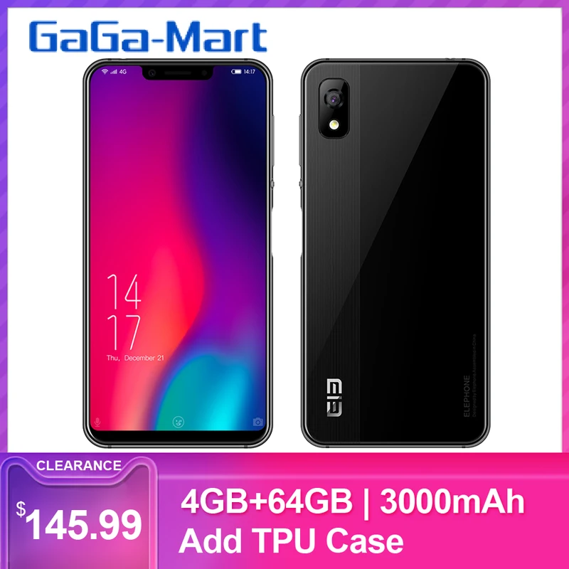 Мобильный телефон Elephone A4 Pro 4G, 5,85 дюймов, MT6763, четыре ядра, Android 8,1, 4+ 64 ГБ, 6мп+ 8МП камеры, 3000 мА/ч, боковой отпечаток пальца, сотовый телефон