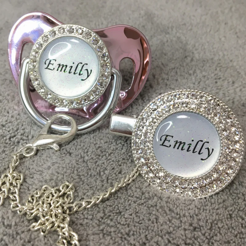 Миокар пользовательский блеск с именем фото золотая розовая блестящая соска и