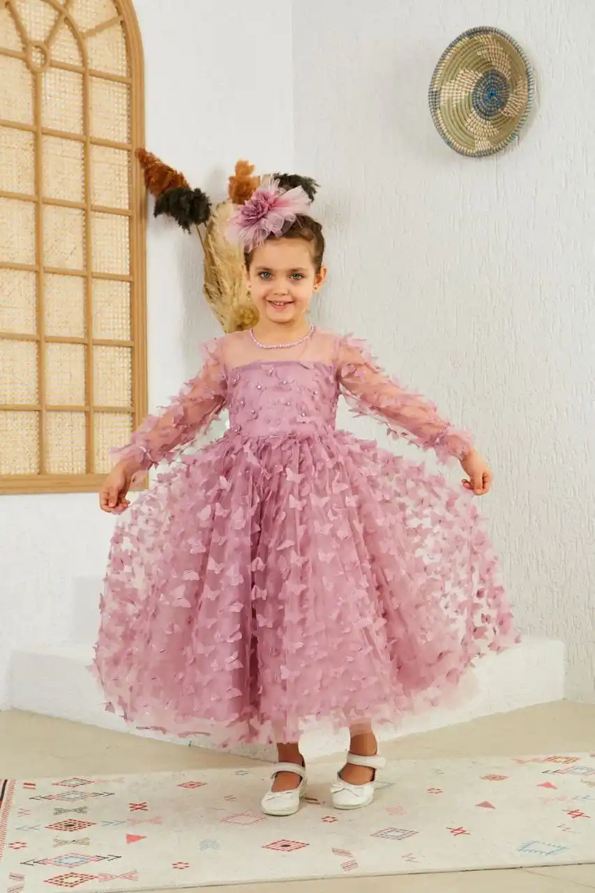 

3D BUTTERFLY EVENING DRESS WITH 4 DIFFERENT COLORS; WHITE, BLACK, PINK, RED. SIZE OPTIONS AVAILABLE BETWEEN 3-10 YEARS OLD WITH