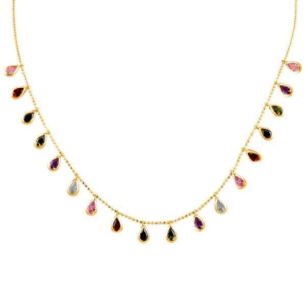 

Silver 925 Sterling Dangle Drop Zircon Stone Necklace