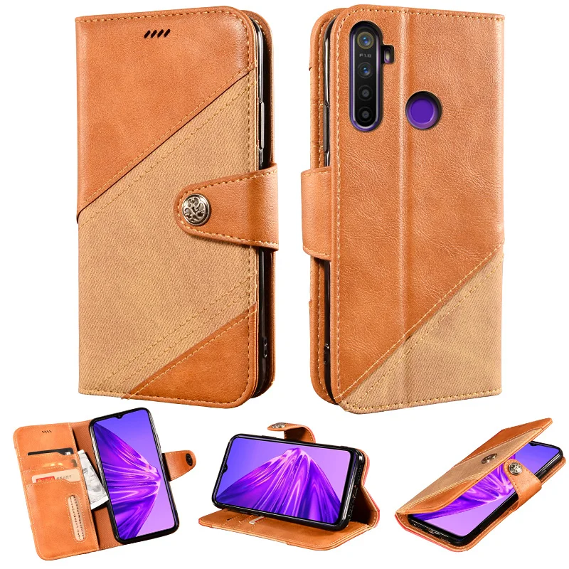 Флип чехол для смартфона OPPO Realme 5 Pro кожаный накладка противоударный Магнитный