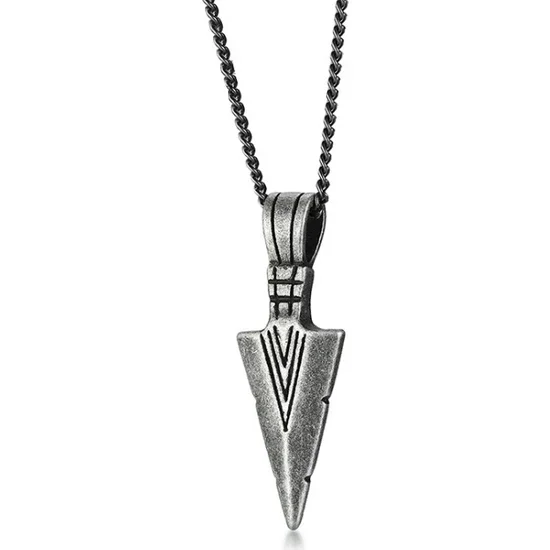 

Striped Arrow Design Steel Men's Necklace