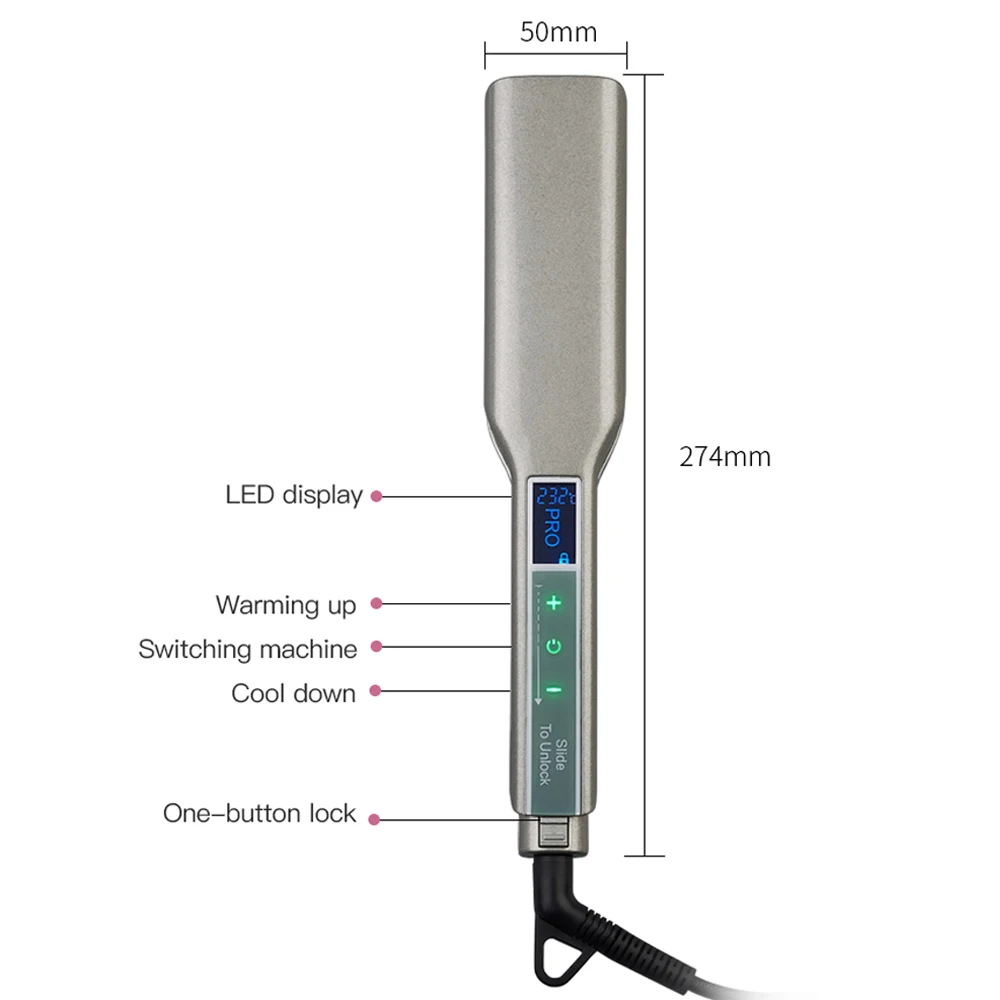 Выпрямитель для волос умный сенсорный ЖК-дисплей керамическая нагревательная