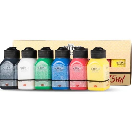 

Artdeco Acrylic Paint Bundle Pack 6 PCS Botte X 75 Ml Whosale SET Acrylic Bottle Set Lot for Art, Painting, Wood Paint, DIY