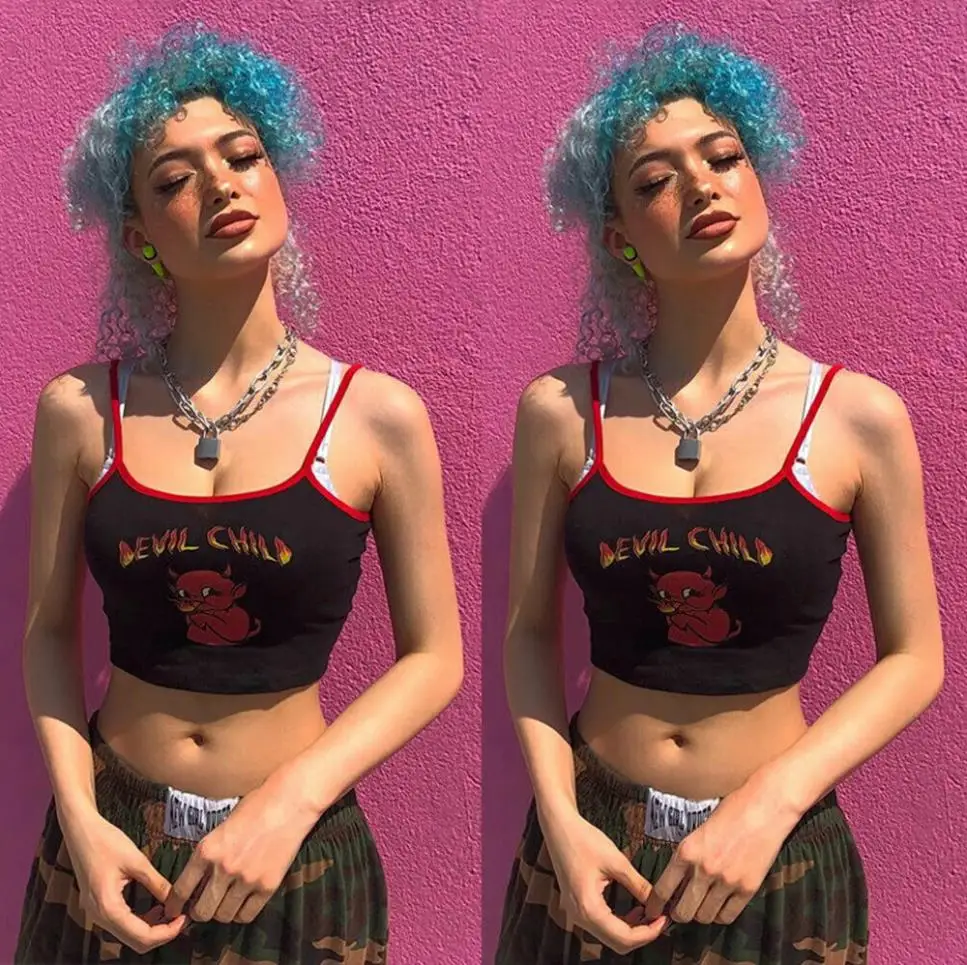 Женский короткий топ без рукавов летний хлопковый на бретельках с принтом