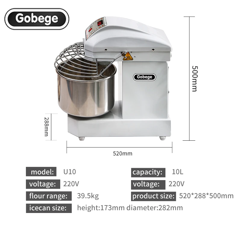 値段 Gobege-自動電気モデリングミキサー,10l,220v,スパイラルスタンド,キッチンフードミキサー