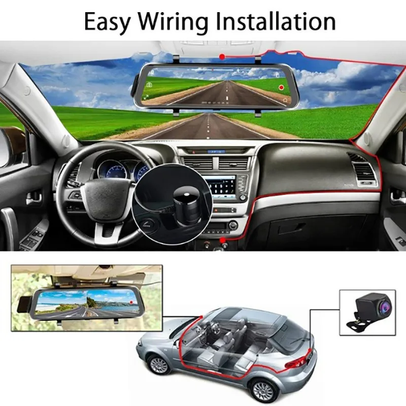 Зеркало-видеорегистратор заднего вида Автомобильный регистратор с 10-дюймовым
