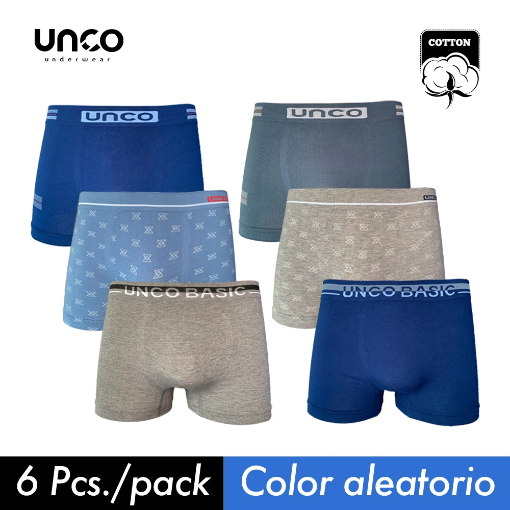 UNCO-Calzoncillos Hombre Bóxer Elástico y Cómodo sin costura Básico, Secado rápido. Ropa Interior Paq de 6, Multicolores