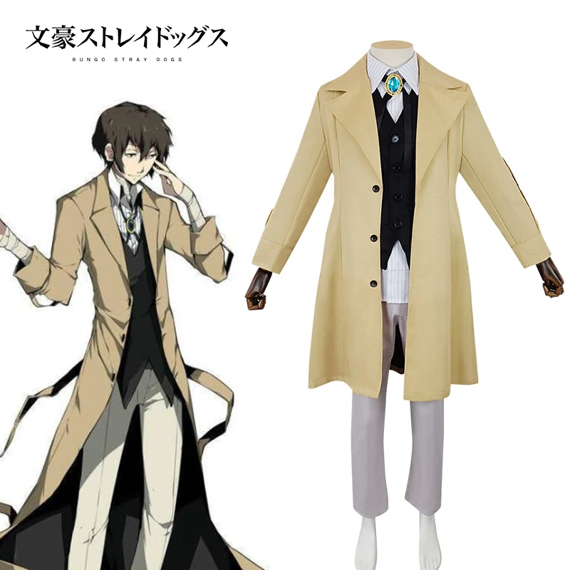 

Bungo Stray Dogs Dazai Osamu Detective Cosplay Costume Men Halloween Carnival Outfit Full Set