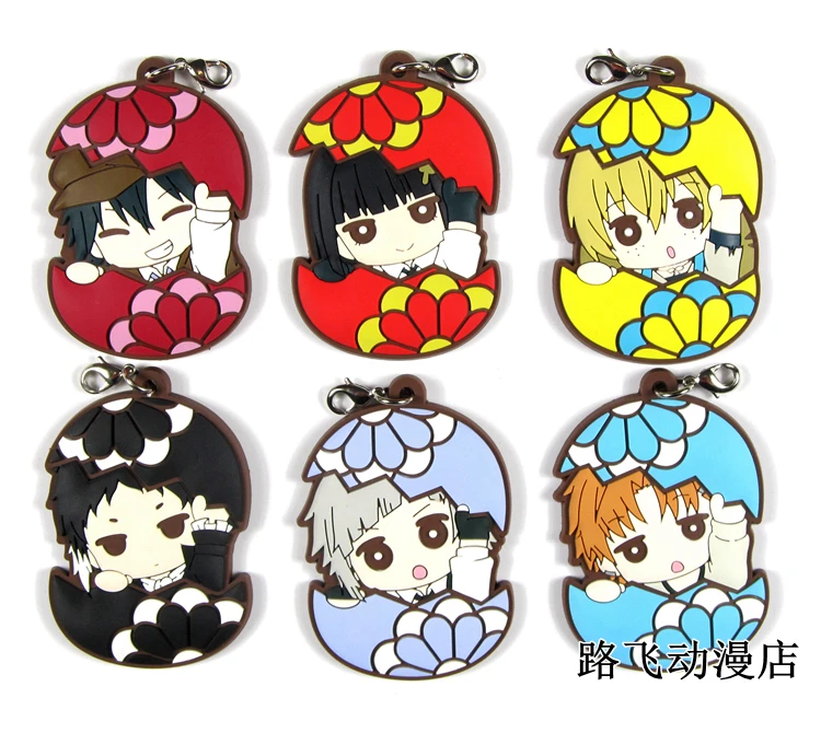 

Bungo Stray Dogs Anime keychain Dazai Osamu Atsushi Nakaji Edogawa Ranpo rubber keychain strap/mobile phone charms D301