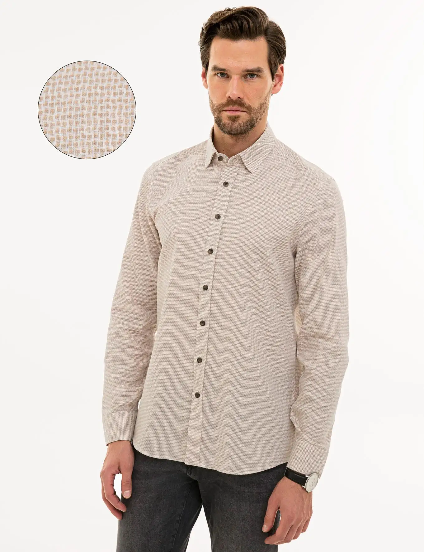 

Оригинальная рубашка Pierre Cardin, базовая мужская хлопковая Повседневная приталенная рубашка с логотипом и длинными рукавами, многосезонная К...