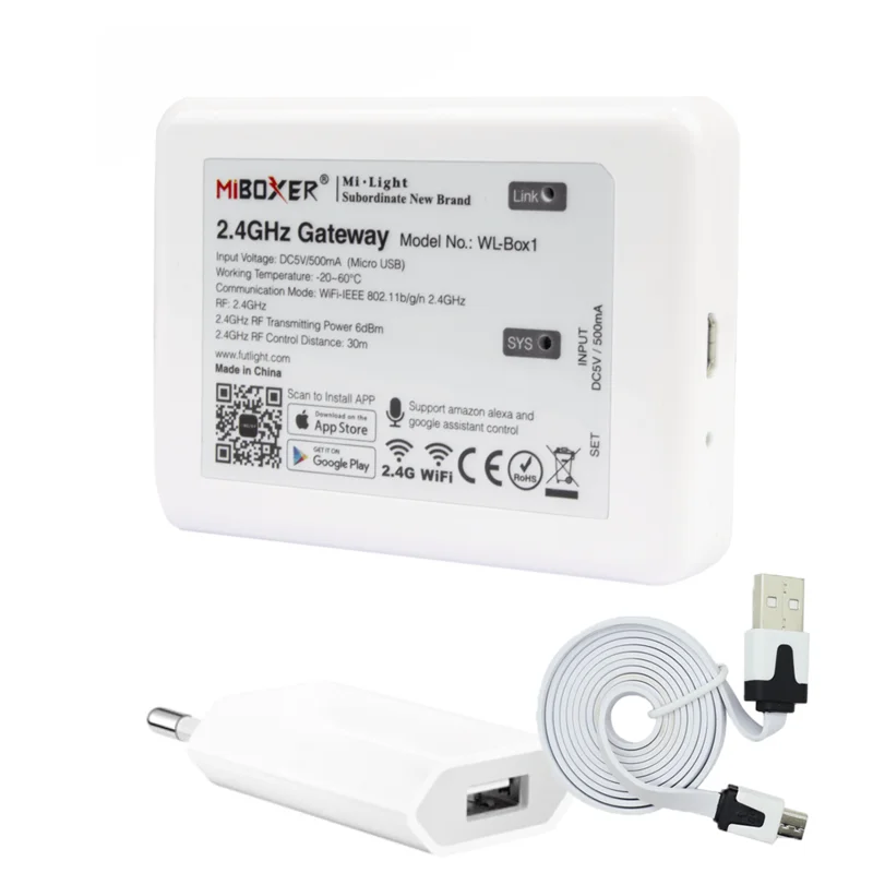 

Milight FUT035/FUT007 RF Dual White Remote Control Set + WL-BOX1 WIFI Controller for CCT LED Strip