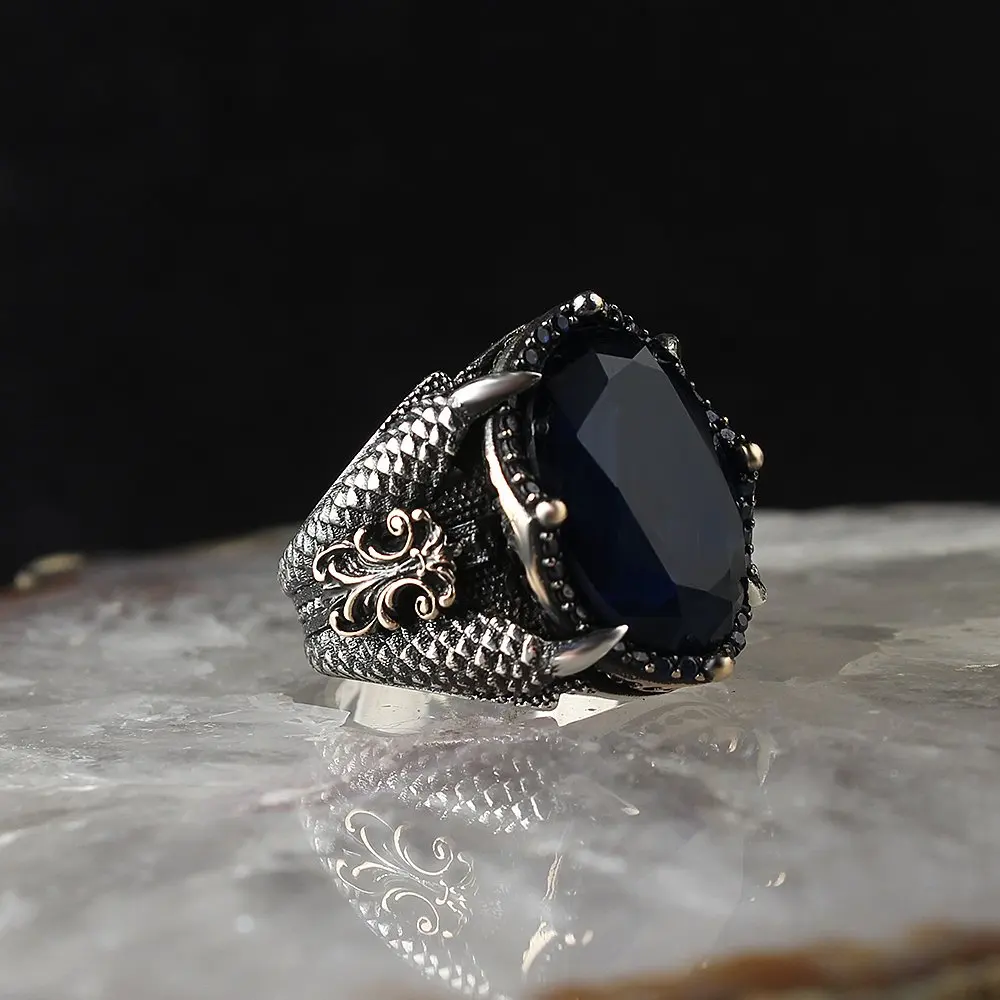

Zircon Traditional Handmade Turkish 925 Sterling Silver Signet Rings Jewelry Gift From Turkey for Women Men