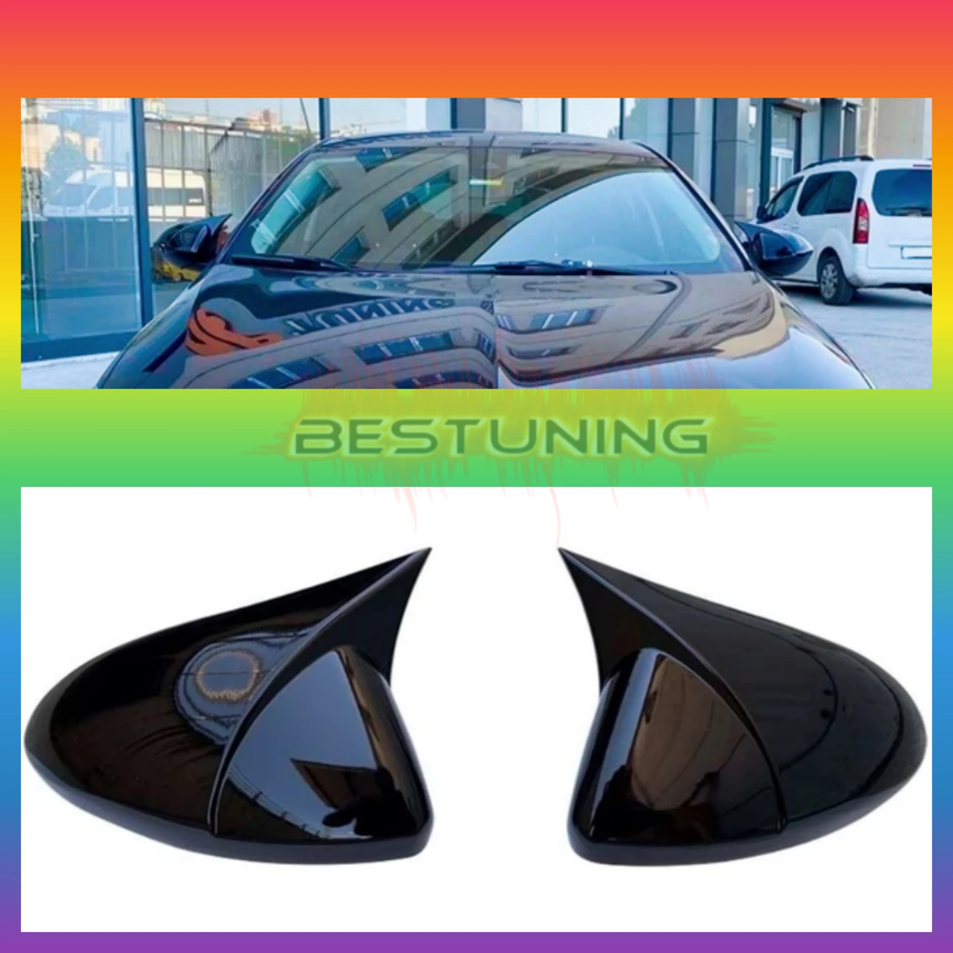 

Opel İnsignia For 2 PCs High Quality ABS Plastic BATMAN Bat Style Mirror Cover Full Compatible Bright Black 2017-2018-2019