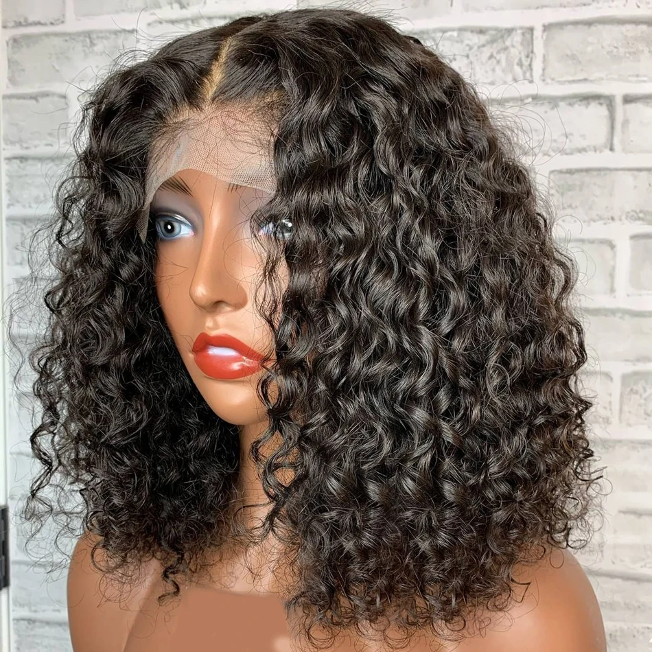 Short Deep Wave Bob Wigs 13x4 Curly Lace Human Hair Wigs 4x4 5x5 Lace Closure Wig  Pre Plucked With Baby Hair For Black Women