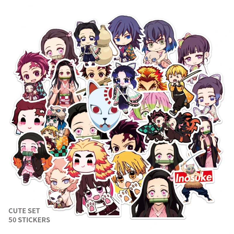 

50Pcs/Bag Anime Demon Slayer Kimetsu No Yaiba Nezuko Not Repeat Waterproof Sticker Notebook Suitcase Skateboard Cup Sticker A48