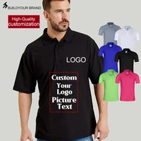 new mens polo shirts custom logo solid color short sleeve lapel top advertising cultural shirt team personal brand design shirts
