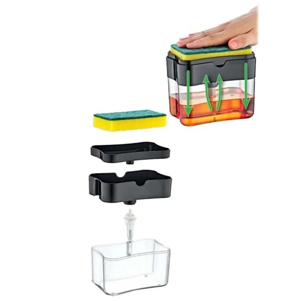 

Liquid Soap With Dispenser Pump Sponge Bowl