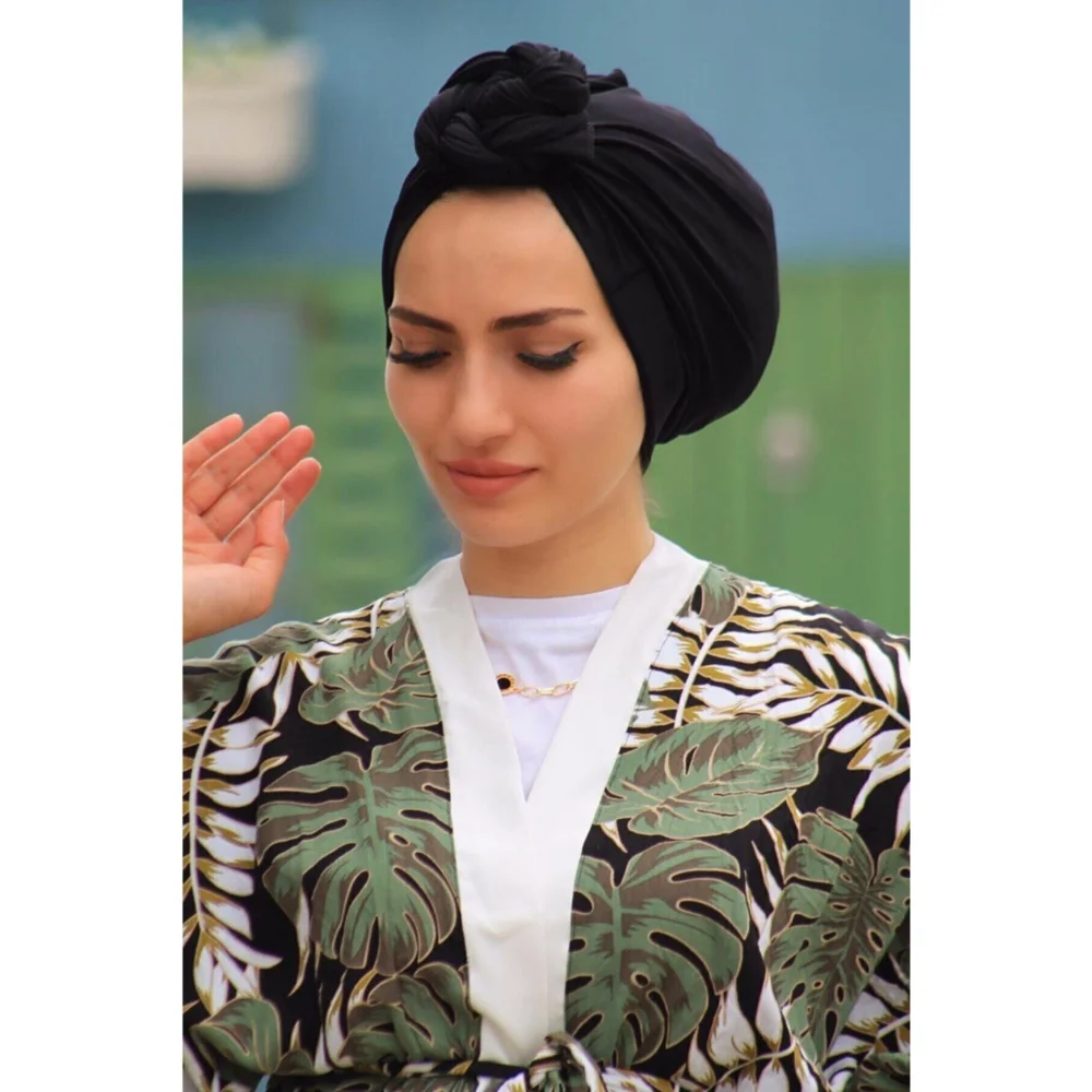 Women's Black Sandy Fabric Ready Practical Bone Wrap Hijab Sea Pool Muslim Women Fashion 2022 Spring Summer Hijab Abaya Khimar jilbab