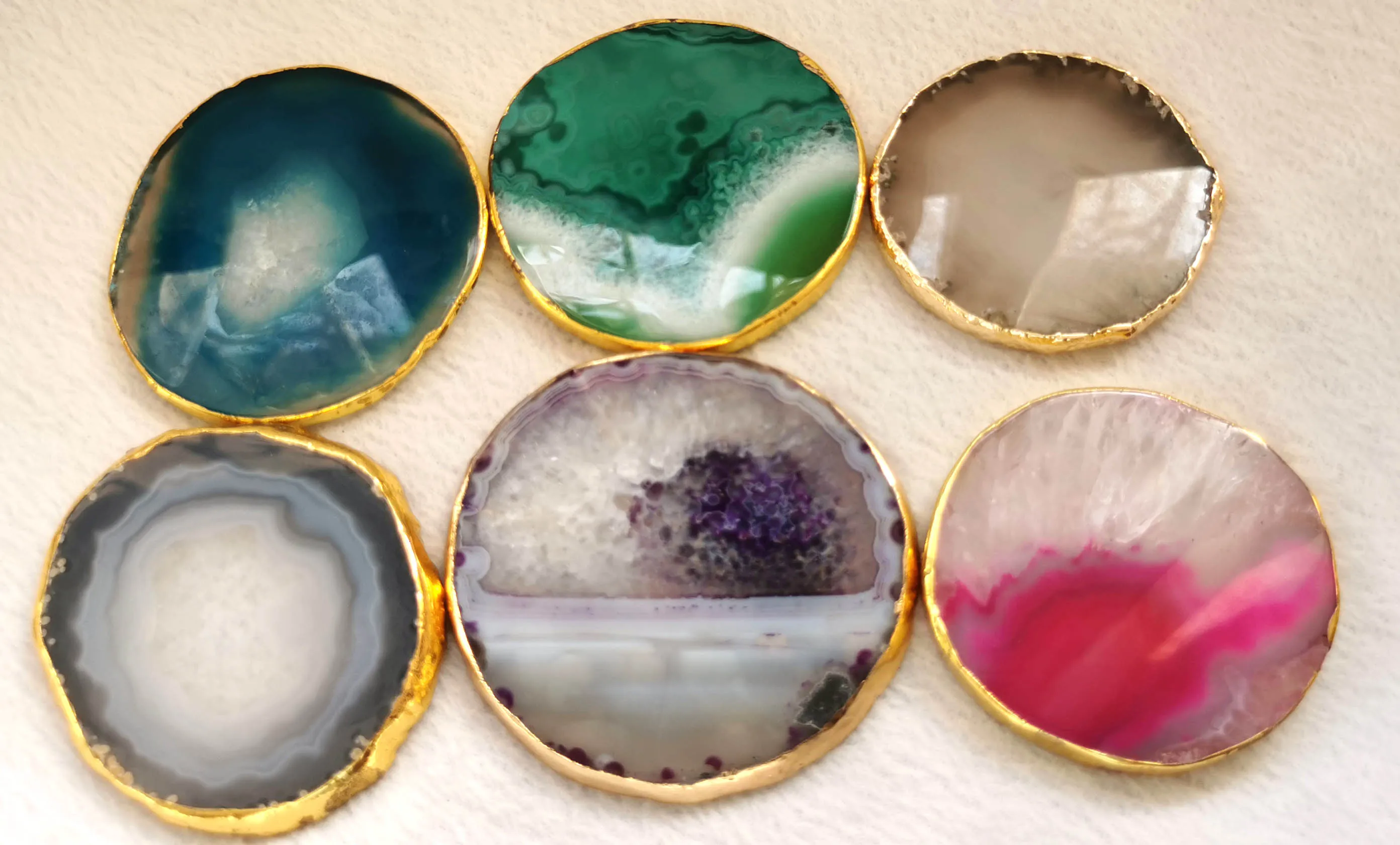 Большие подставки из агата 4 шт. ломтики розового кварца гнезда для карточек