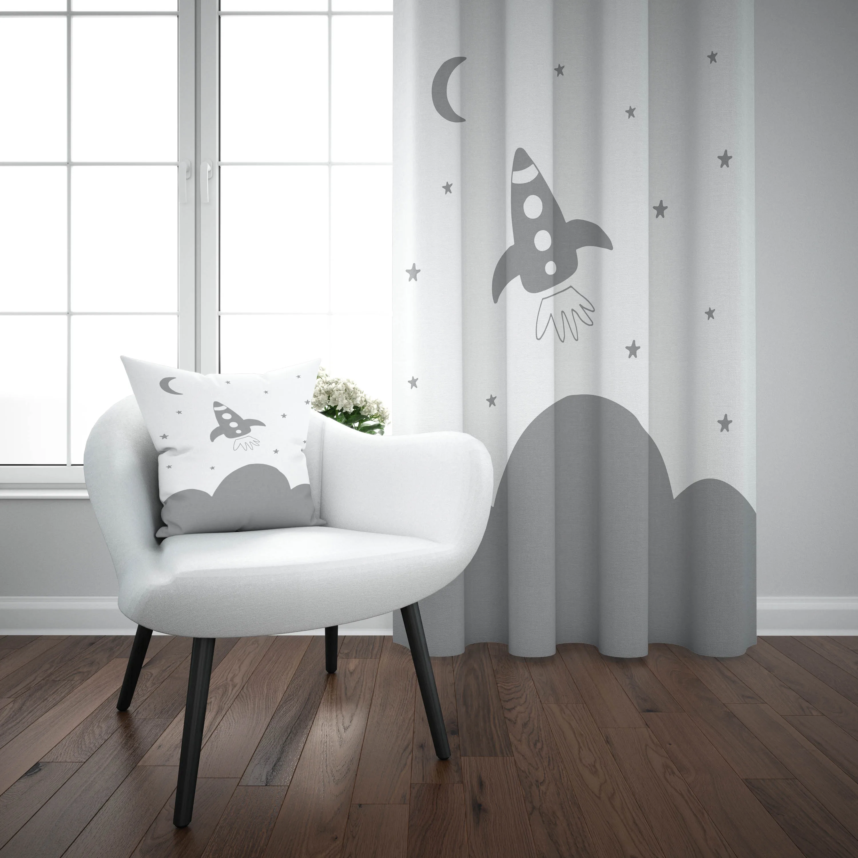 Другое Цвет серый белый Космос Звезды Луна 3d печать дети детские для малышей окна