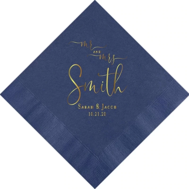 Personalized Mr and Mrs Wedding Napkins Custom Monogram Beverage Cocktail Cake Dessert Appetizers Luncheon Dinner Guest Towel | Дом и сад