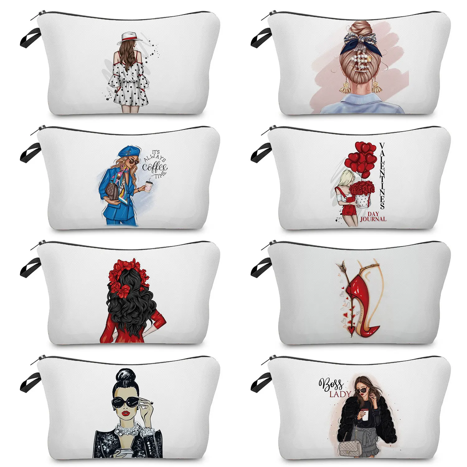 

Fashion Art Cartoon Girl Printed Cosmetic Bags Daily Outdoor Portable Makeup Bag School Pencil Cases Female Toiletries Organizer