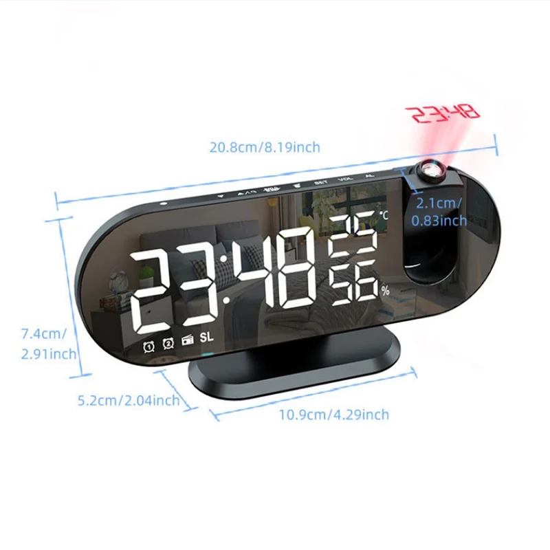 Светодиодный Будильник с цифровой проекцией настольные электронные часы FM-радио