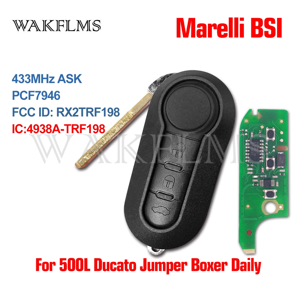 3 кнопки дистанционного брелока 433 МГц ID46 для Fiat 500L MPV Ducato для Citroen Jumper для peugeot Boxer 2008- RX2TRF198 No Mark