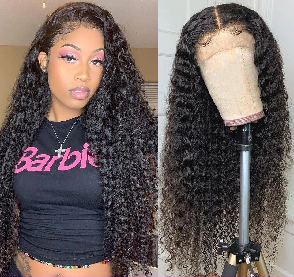 

13x4 HD Lace Frontal Wig Curly Human Hair Wigs Peruvian Deep Wave Wig