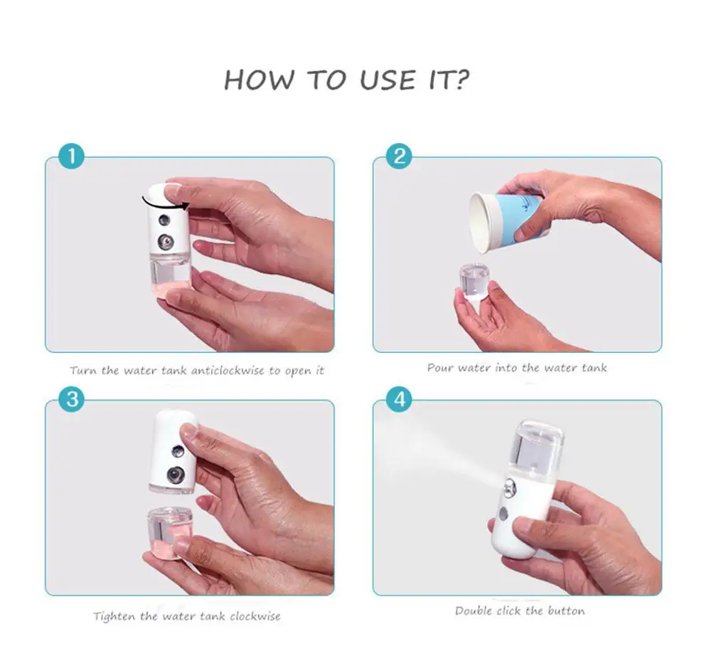 Мини нано спрей для лица USB персональный распылитель холодный туман