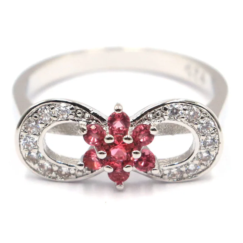 7 75 # очаровательное созданное розовое Raspberry Rhodolite гранат CZ женское серебряное