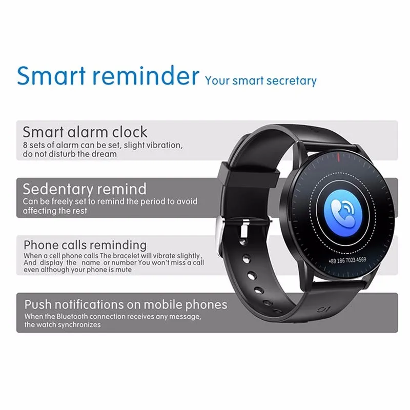 HD Full Press Screen Smart Watch Men Heart Rate women's watches Blood Pressure Wristwatch Clock IP67 Waterproof For IOS Android |