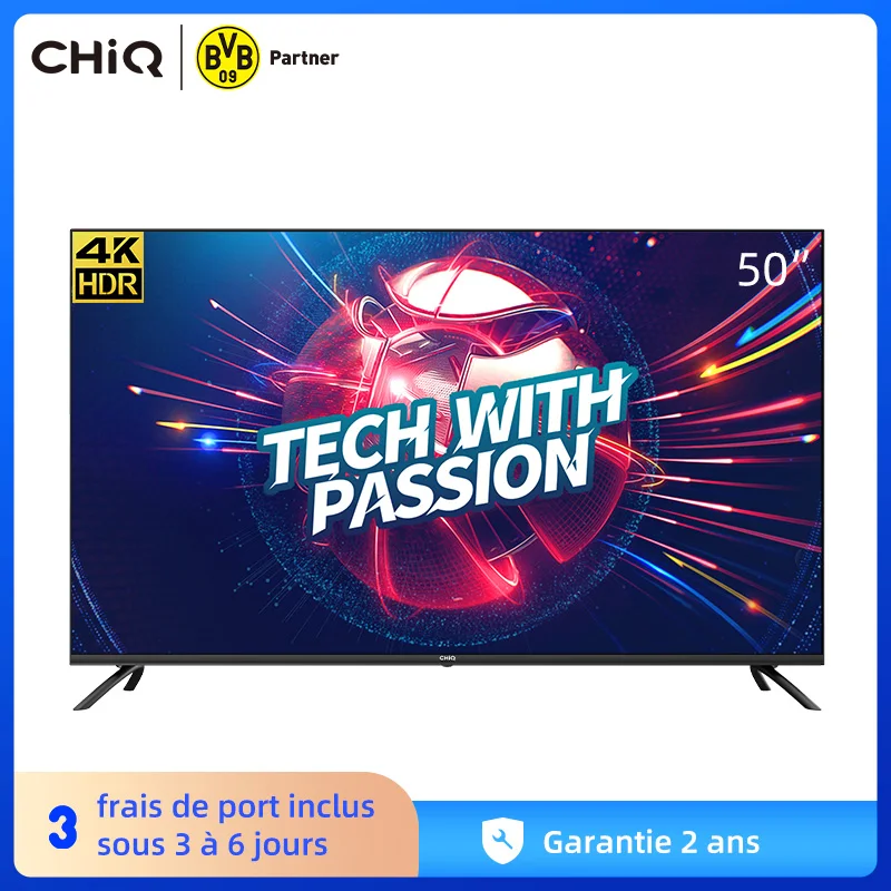 Смарт ТВ CHiQ U50H7L UHD 4K 50 дюймов (126 см) HDR10/hlg wiFi Bluetooth Youtube Netflix 5 1 Kids 3 HDMI 2 USB