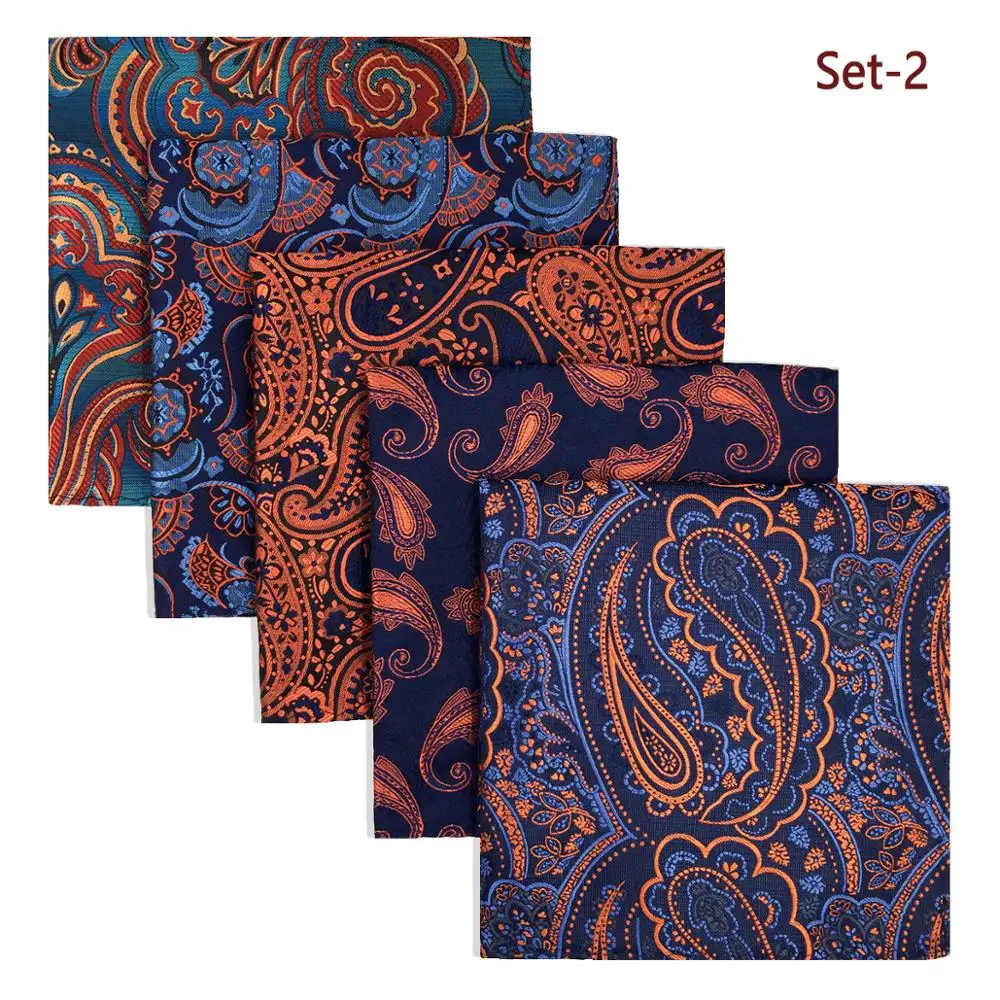 5 шт. Красочные ассорти мужской карманный квадратный шелковый классический