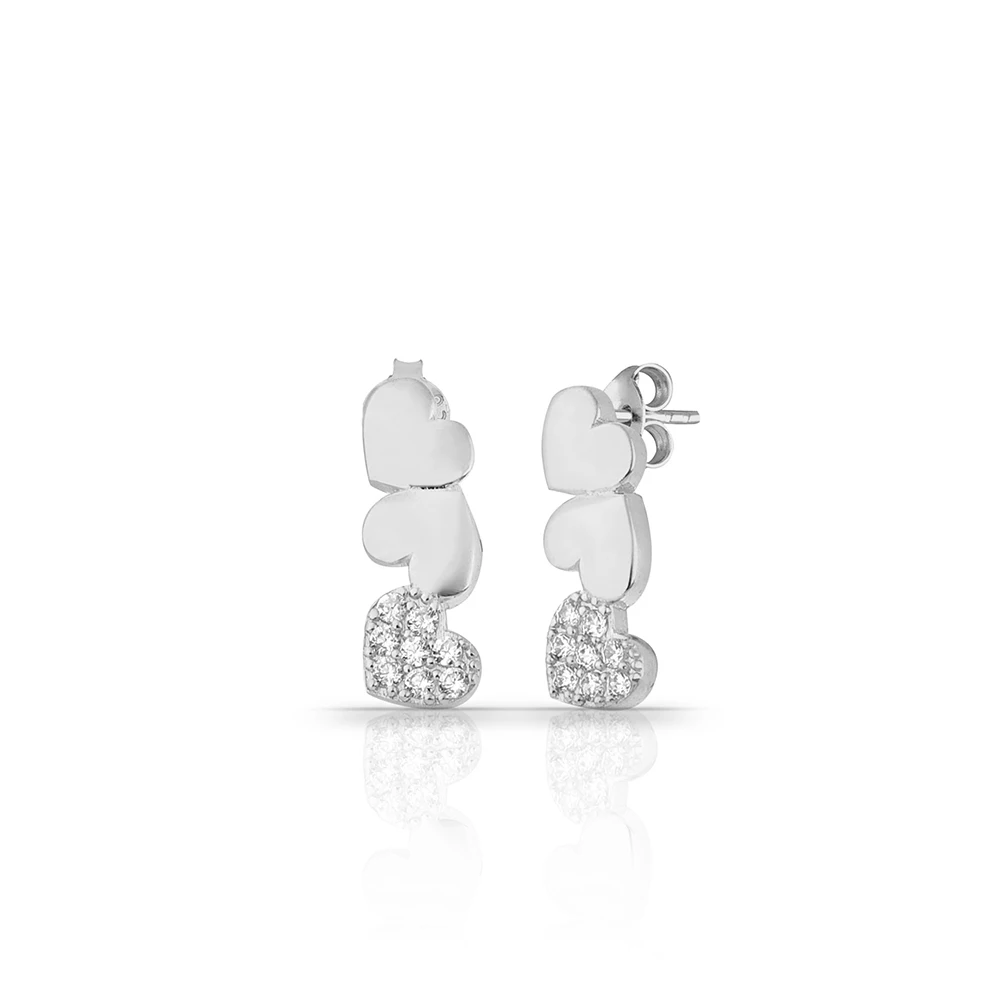 

Fine Women's 925 Sterling Silver Heart Jewelry Earrings with Zircon