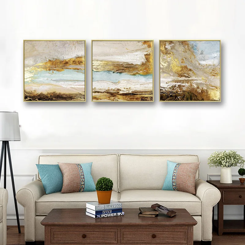 

Golden Leaf Abstract Colors Cloud Canvas Poster Print Modern Home Decor Wall Art Painting Nordic Living Room Decoration Pictures