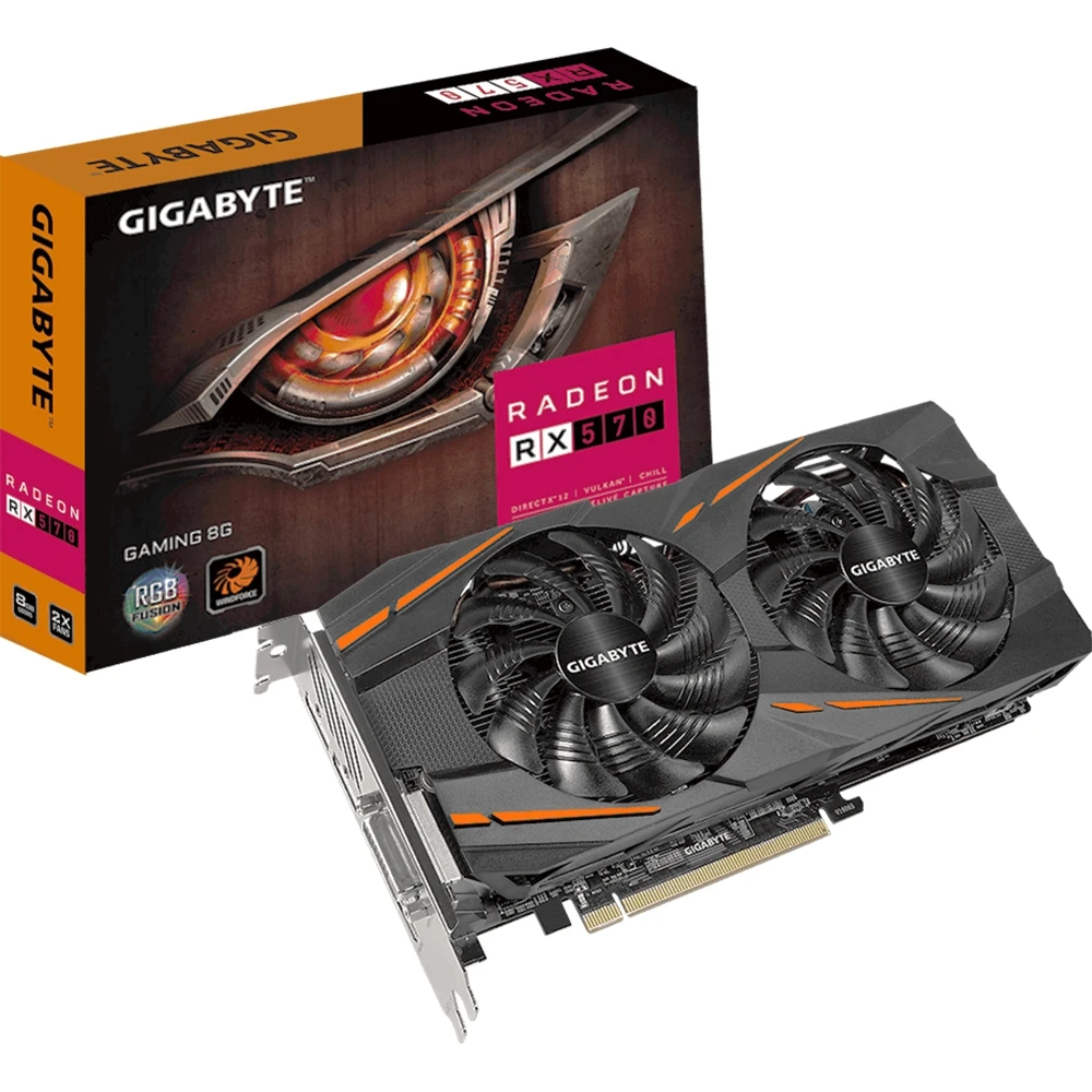 Видеокарта Gigabyte Gaming AMD Radeon RX 570 1255MHz 8192MB 7000MHz 256 bit RTL [GV RX570GAMING 8GD]|Видеокарты| |
