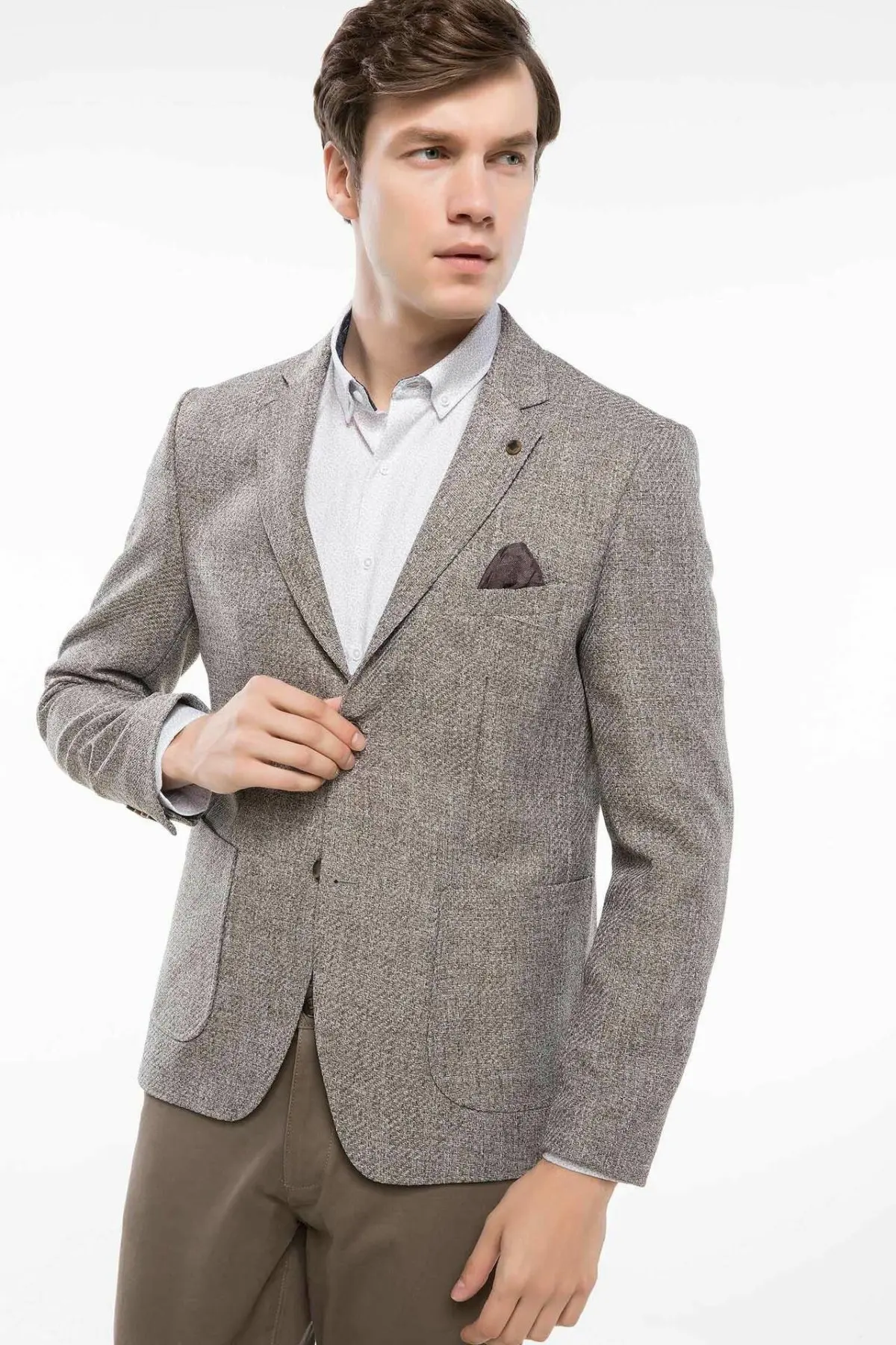 DeFacto мужской новый модный брендовый Блейзер повседневный приталенный пиджак