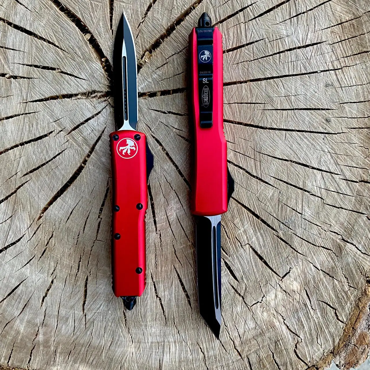 Нож Microtech Ultratech Автоматический фронтально-выкидной красный