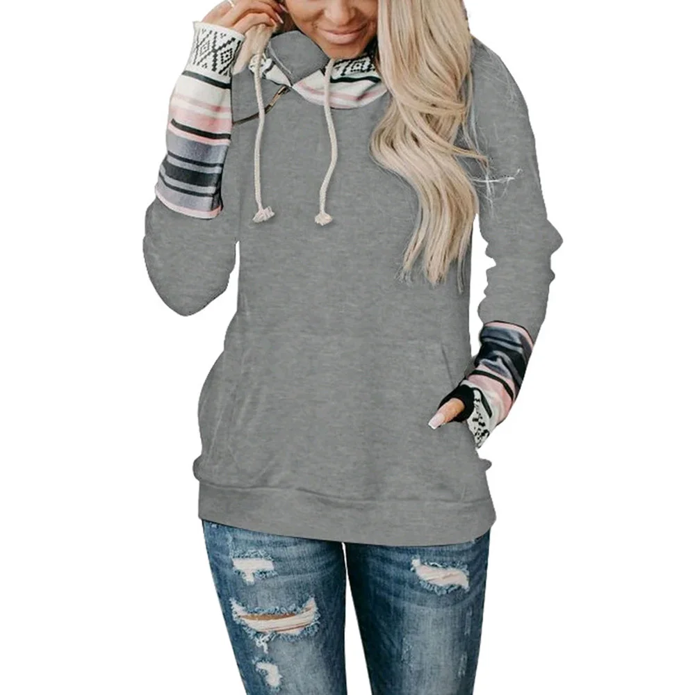 Женская толстовка с капюшоном длинным рукавом и карманами | одежда