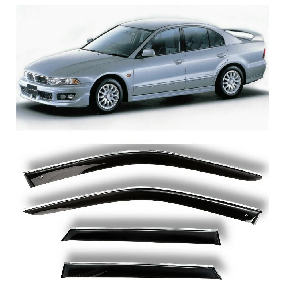 Дефлекторы окон хром полоска молдинг Cobra Tuning M41996CR на авто Mitsubishi Aspire 1996-2003