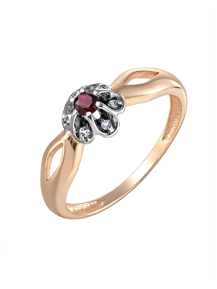 Кольцо &quotЦветочек&quot SamoroDki Jewelry 3мм с натуральным агатом кор. рубином гт сапфиром