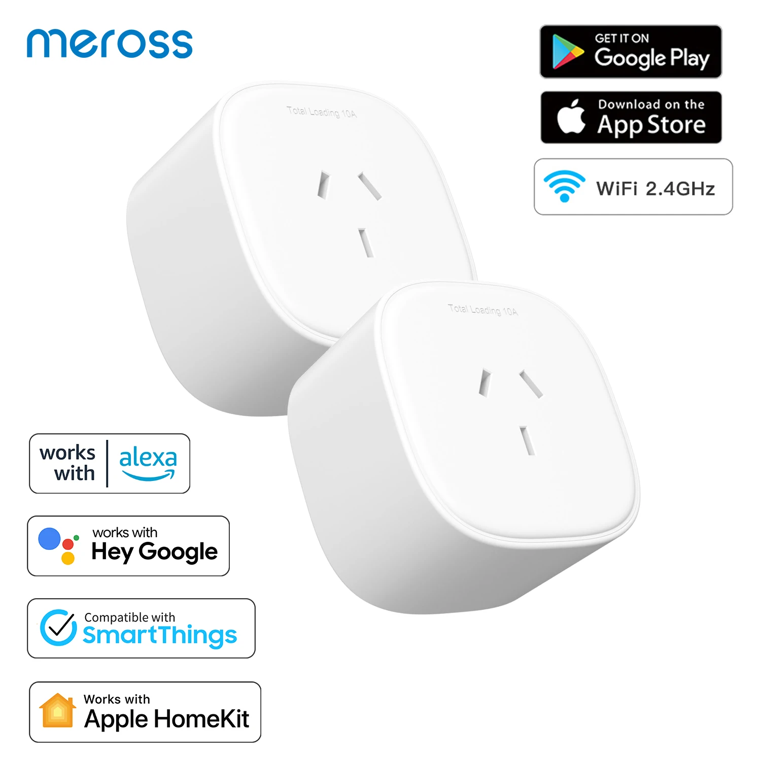 

Meross Smart Plug Wifi Socket AU Version Outlets Voice Control Support Apple HomeKit Alexa Google Assistant SmartThings 2 Pack