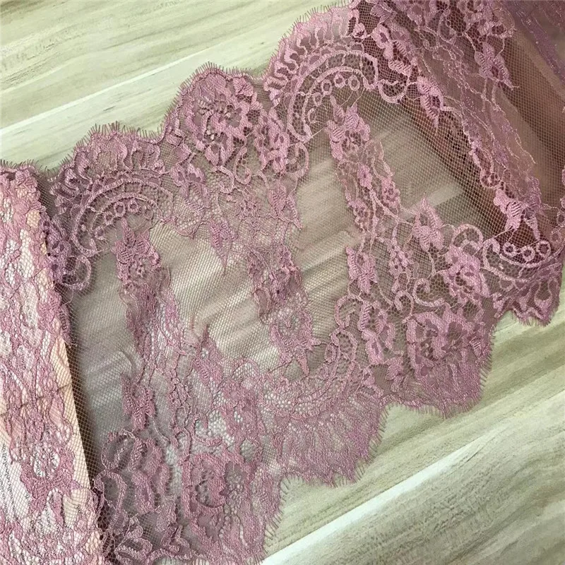 

(3m/lot) Lace Fabric Dusty Cedar Eyelash Lace Trim Embroidered Chantilly Lace Clothing IDY Sewing Craft French Lace Kneedle Work