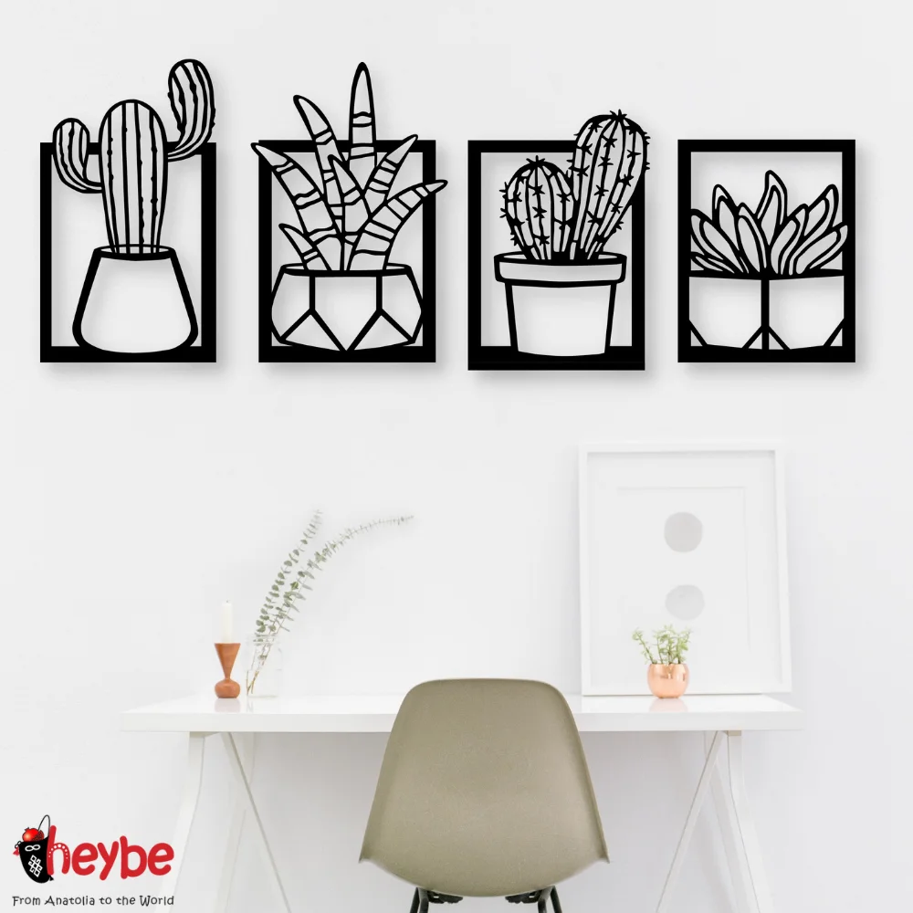 Деревянная ваза для цветов кактуса Настенное художественное оформление