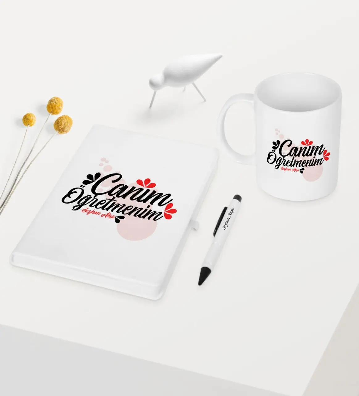 

Personalized Monsieur Lazhar Themed White Notebook Pen Mug Set-4